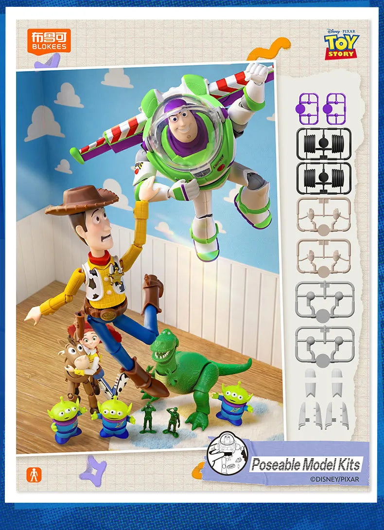 BLOKEES Original Toy Story Disney Pixar Woody Buzz Lightyear Jessie Rex Bullseye Alien Action Figures Assemble Model Toys Gift