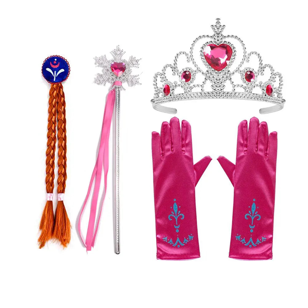 Elsa Birthday Party Costume Play Accessories Headwear Tiara Snow Queen Kid Princess Wig Braid Kid Carnival Cosplay Dress up Kits