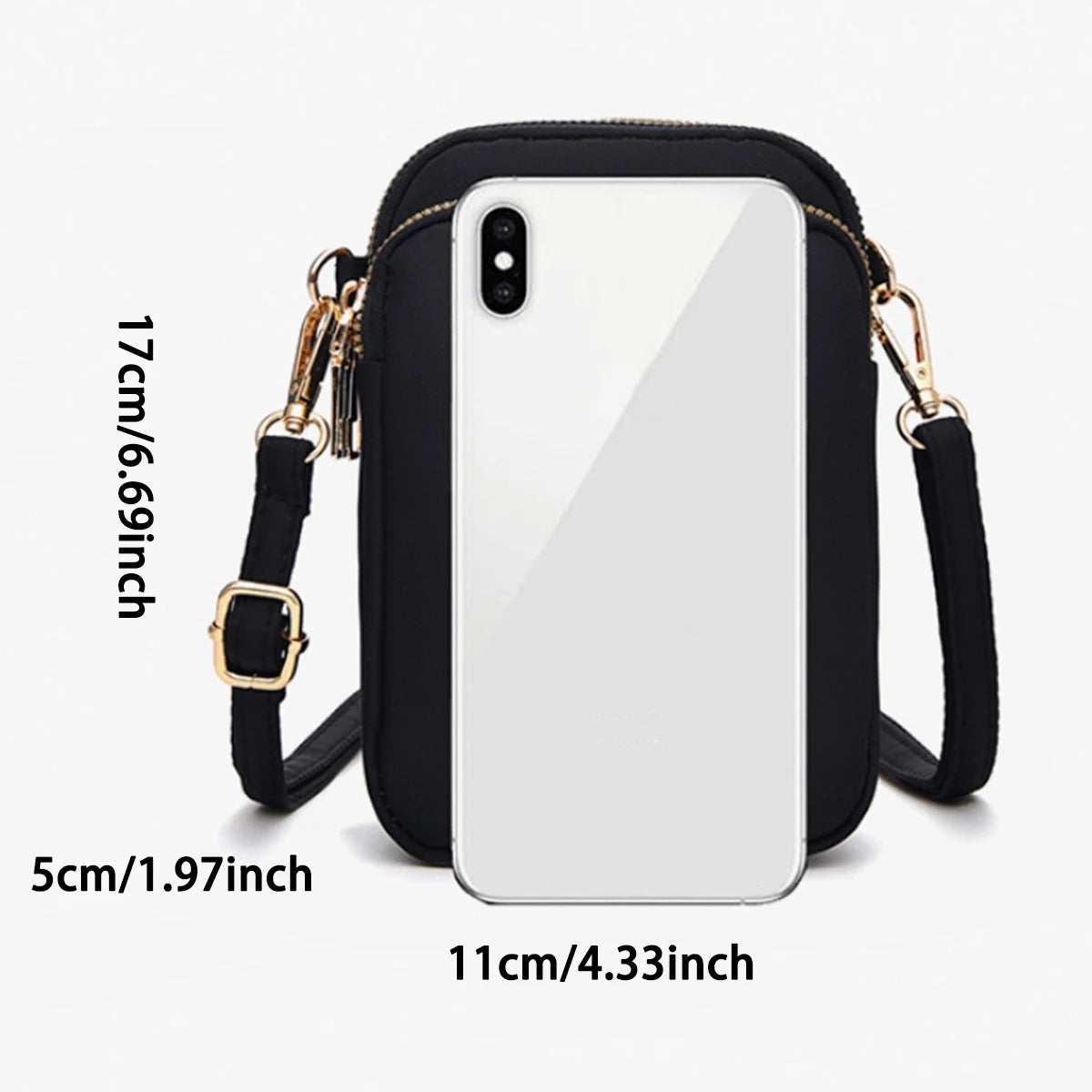 Light Luxury Mobile Phone Bag, Vertical Wallet, Lightweight, Large Capacity, 3-Layer Storage, Crossbody Single-Shoulder Bag