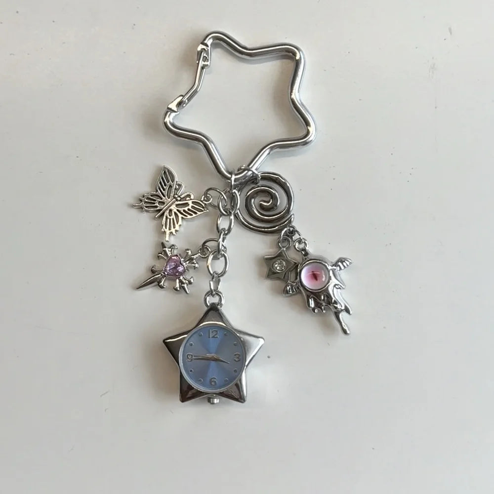 Star Pocket Adjustable Watch Clock Keychain Zinc Alloy
