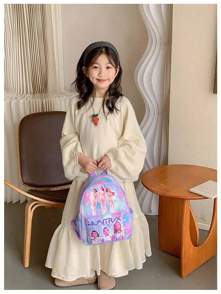 Pink 10-Inch Lightweight Backpack K D H Rumi Mira Zoey HUNTR/X Saja School Bag for Boys And Girls Kindergarten Moch