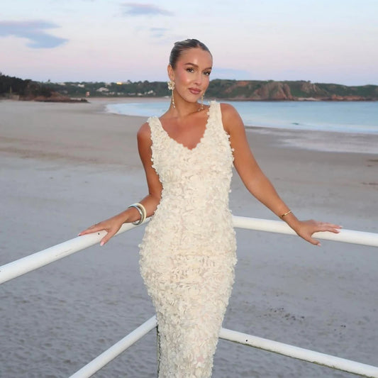 Elegant 3D flower Maxi Evening Dresses