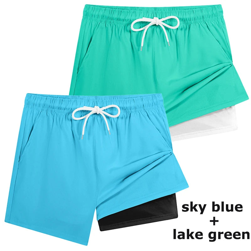 Mens Swim Trunks with Compression Liner Phone Pocket