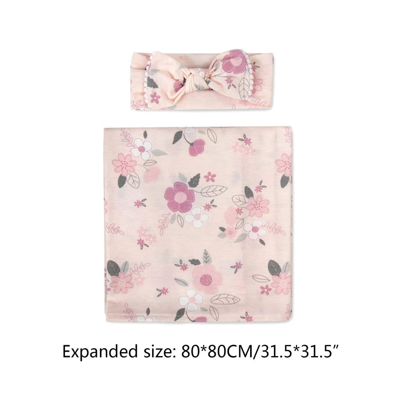 2pcs Newborn Baby Microfiber Swaddle Wrap with Beanie