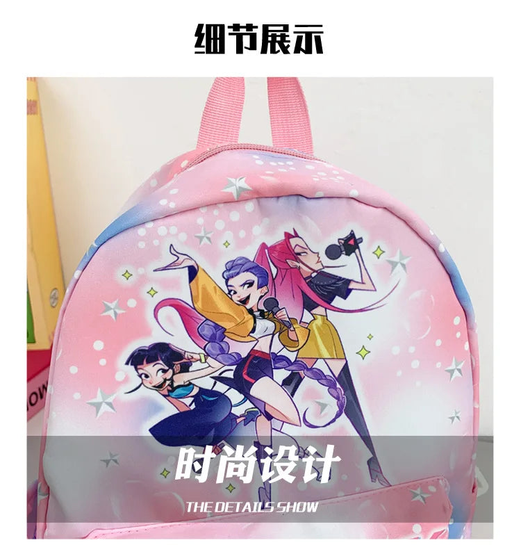 Pink 10-Inch Lightweight Backpack K D H Rumi Mira Zoey HUNTR/X Saja School Bag for Boys And Girls Kindergarten Moch