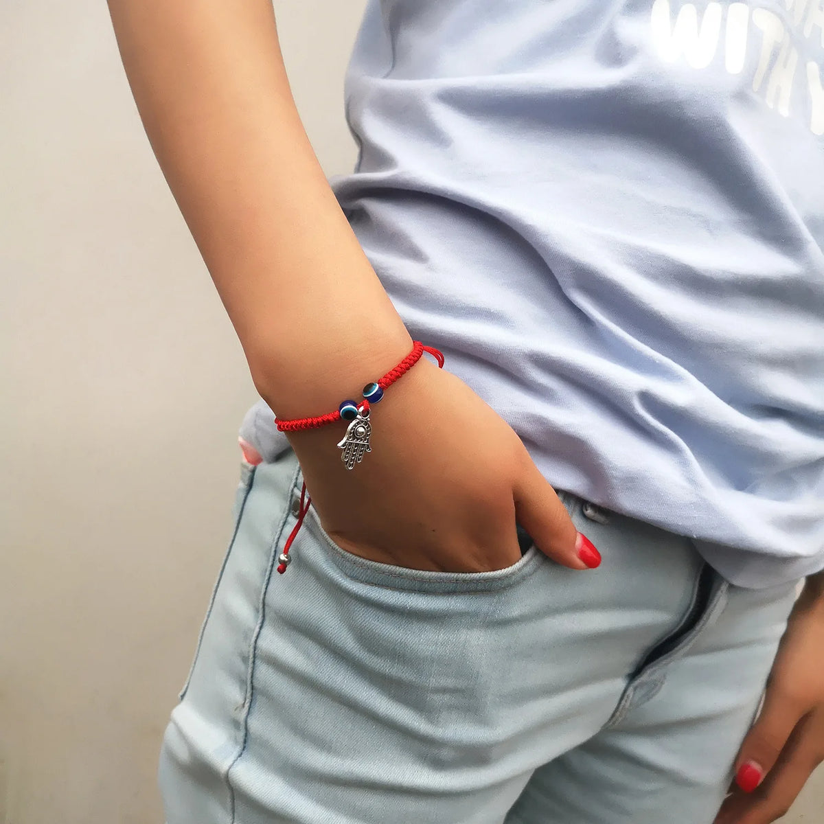 Hamsa Hand Adjustable Red String Bracelets