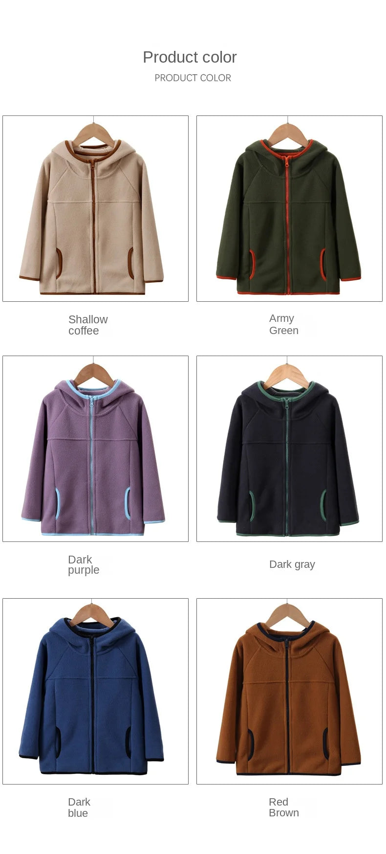 Children's Fleece Jacket Autumn Winter Casual Warm Teen Boys Girls Hooded Outerwear Anti-Static Windproof Cozy Kids Tops Clothes