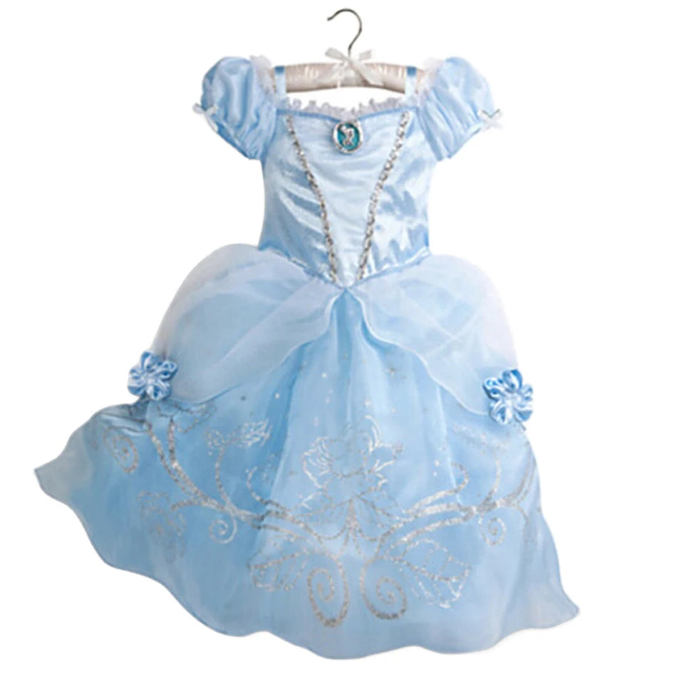 Muababy Princess Dress for Girls Aurora Belle Elsa Jasmine Cosplay Costume Party Halloween Carnival Outfit Kids 2-8Y Vestido