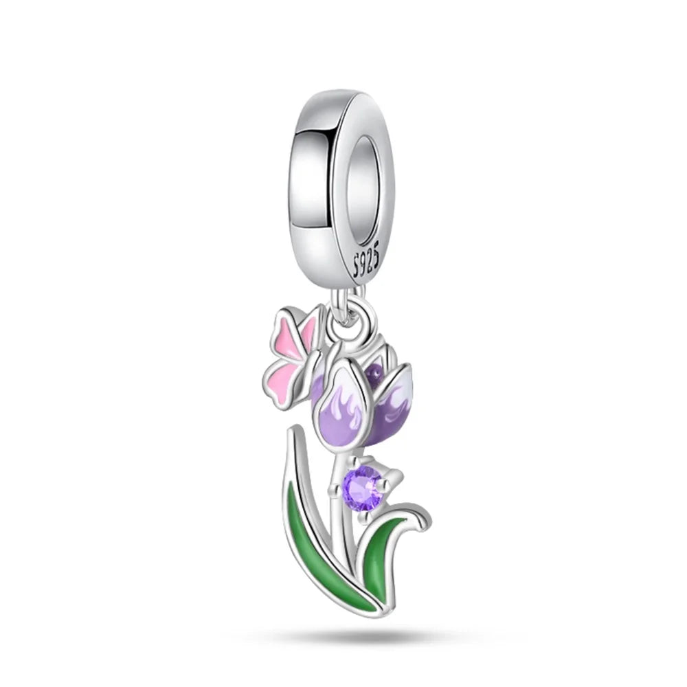 Purple Series 925 Sterling Silver Dreamy Lily Flower