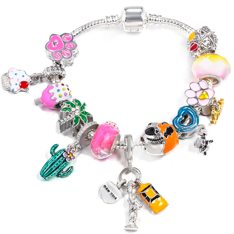 Hollow Foot Beads Charm Bracelets