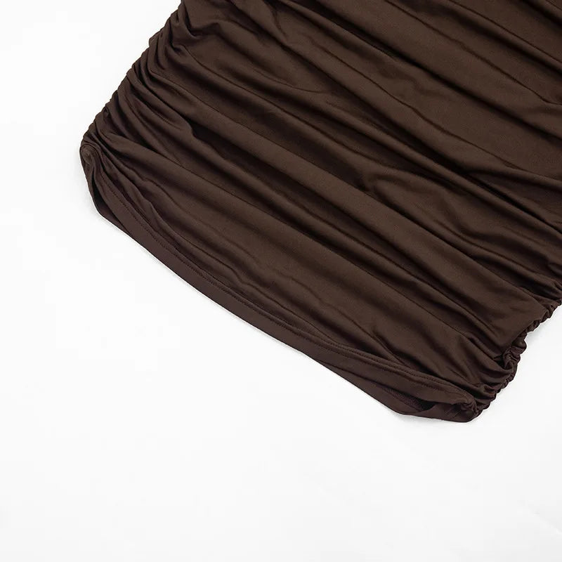 Metal Ring Halter Dress Cowl Neck Bodycon