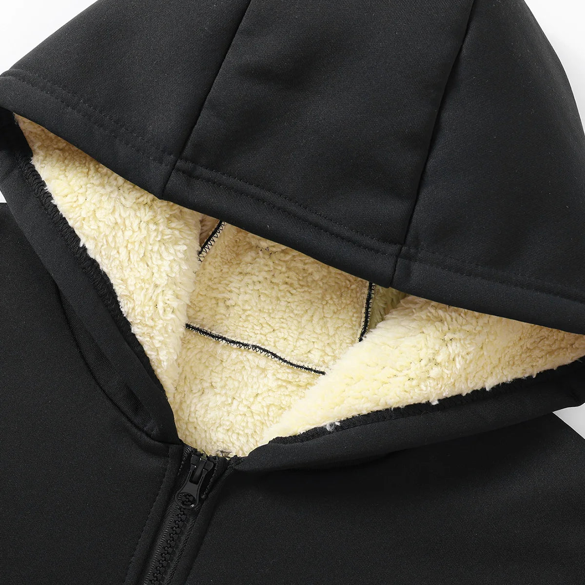 Men's fleece-lined and thickened winter sherpa hooded jacket