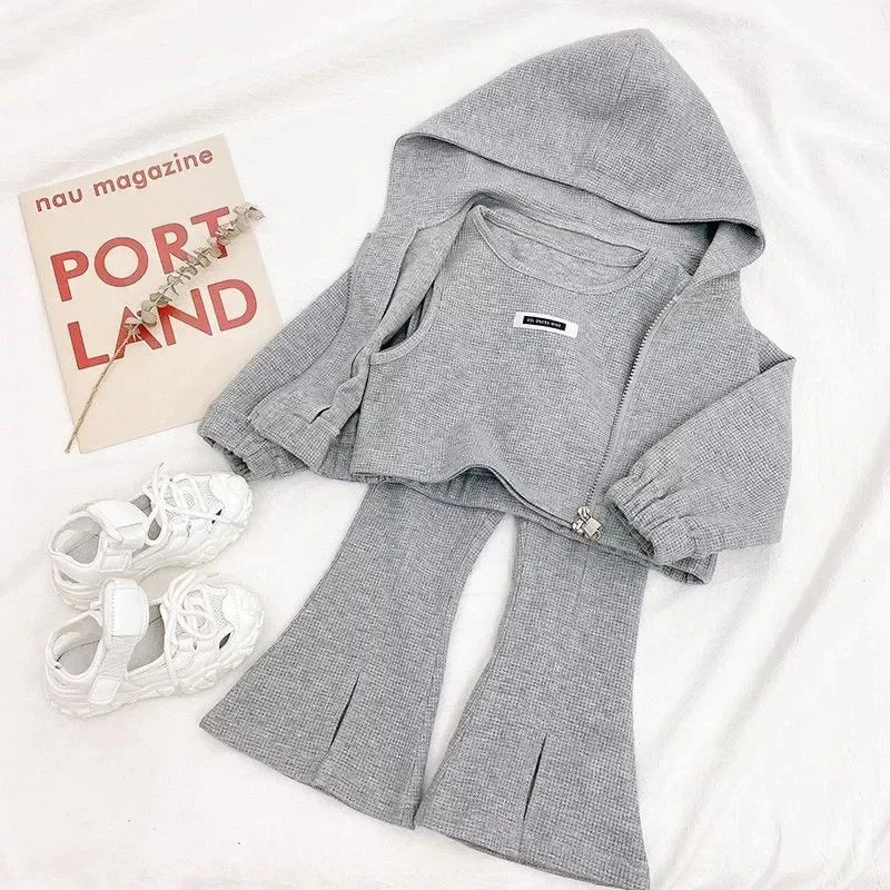 Children's Clothing Sets Hoodie+ Tank Top + Bell-bottoms 3Pcs Sets Kids Clothes Girls Baby Girl Outfit Set Kids Boutique Clothes