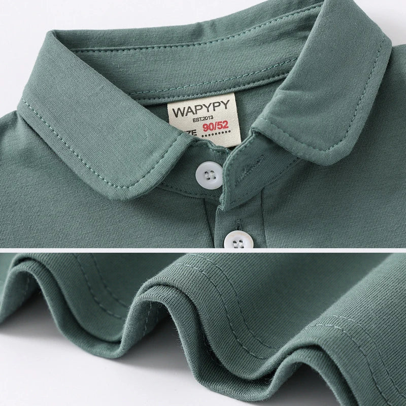 Korean Polo Tshirt Boy 100% Cotton Boys Clothes for School Uniform 2024 Shirts Solid White Black Green Polos Children's Clothing