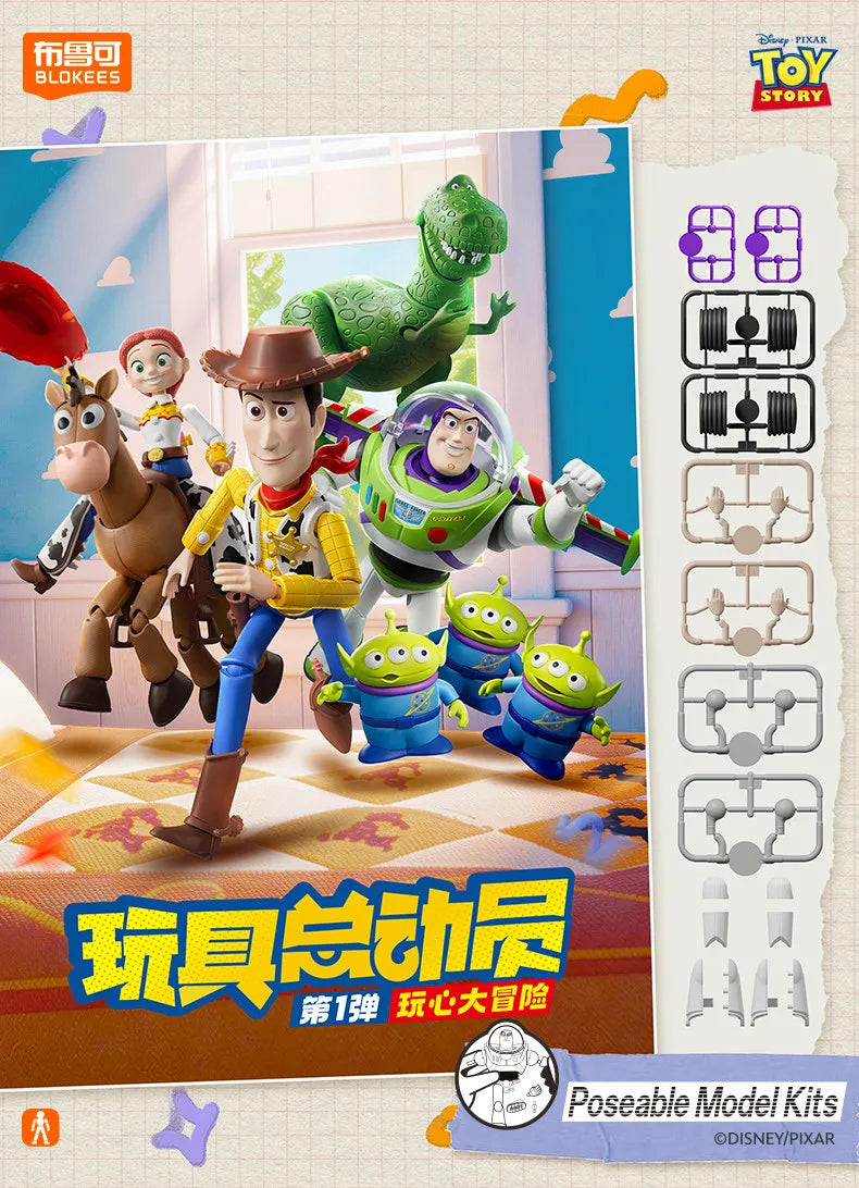 BLOKEES Original Toy Story Disney Pixar Woody Buzz Lightyear Jessie Rex Bullseye Alien Action Figures Assemble Model Toys Gift