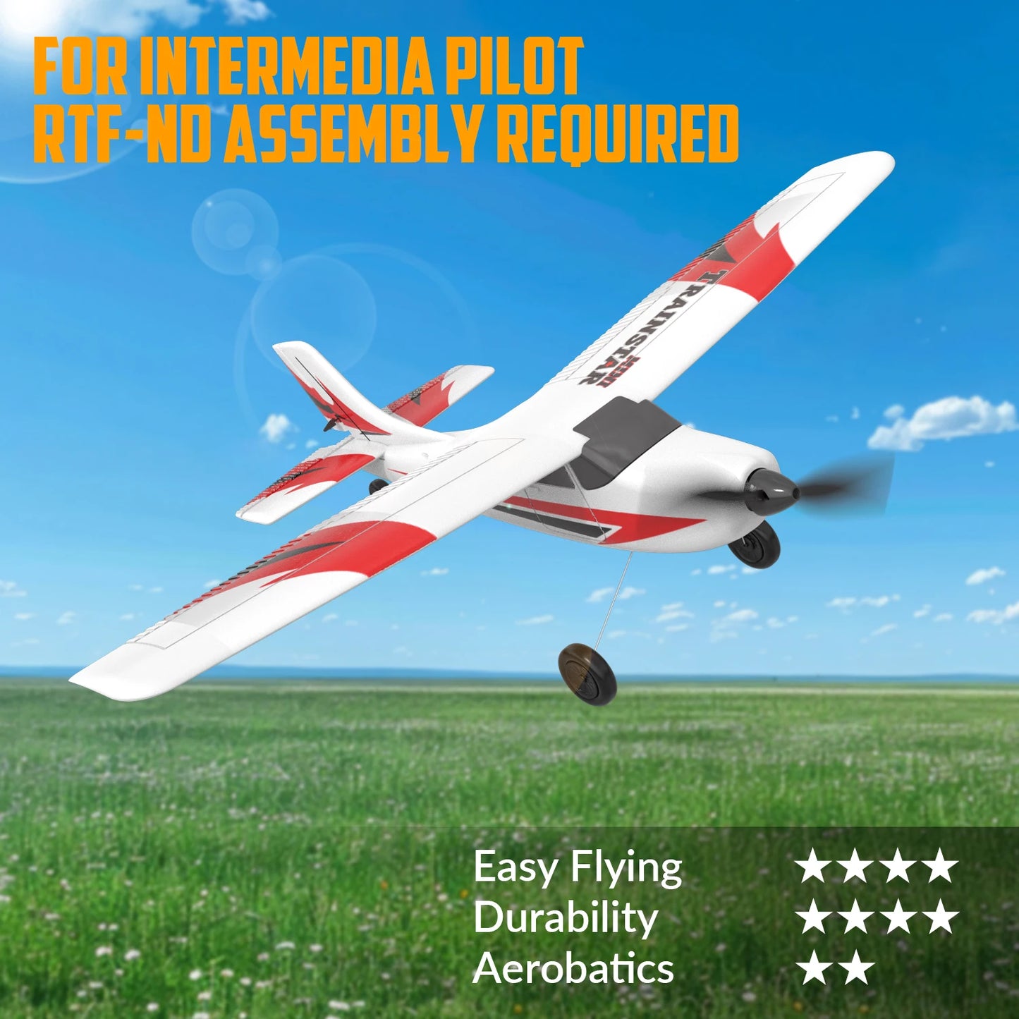 VOLANTEXRC RC Airplane Mini Trainstar 2.4GHz 3CH 3level Flight Control Fixed Wing Airplane Remote Control One-Key U-Turn Easy To Fly For Beginners 761-1RTF