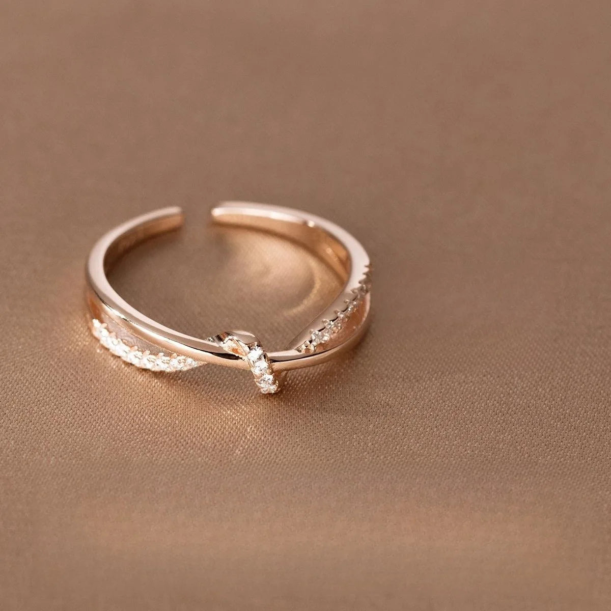925 Sterling Silver Cross Knotting Zircon Rings