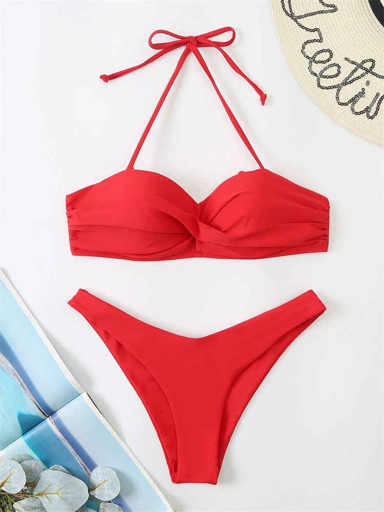 Bikini Swimsuit High Waist Thong Bathing Suit Two Pieces