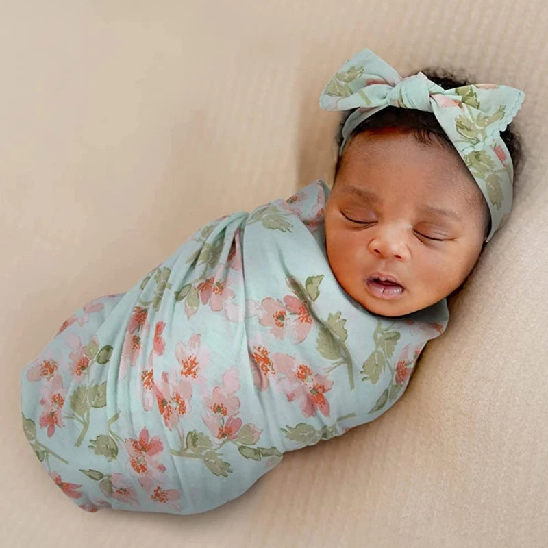 2pcs Newborn Baby Microfiber Swaddle Wrap with Beanie