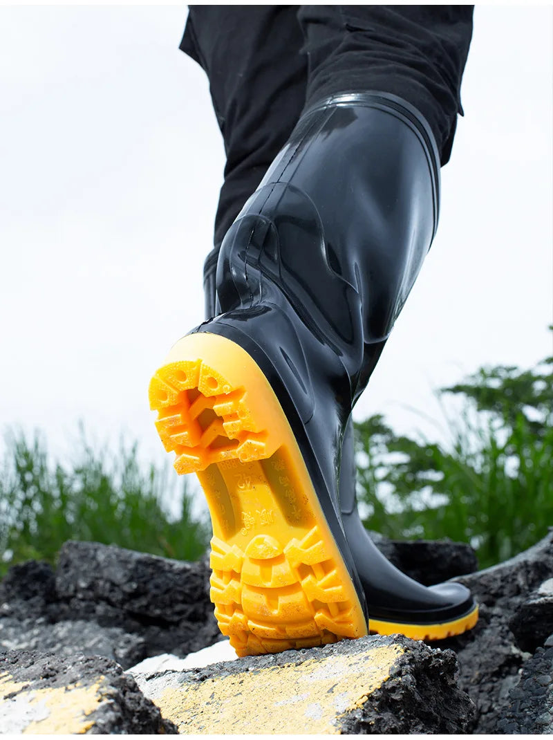 Low High Tube Black Women Men's Rain Boots Waterproof Fishing Boots Couple Non-slip t