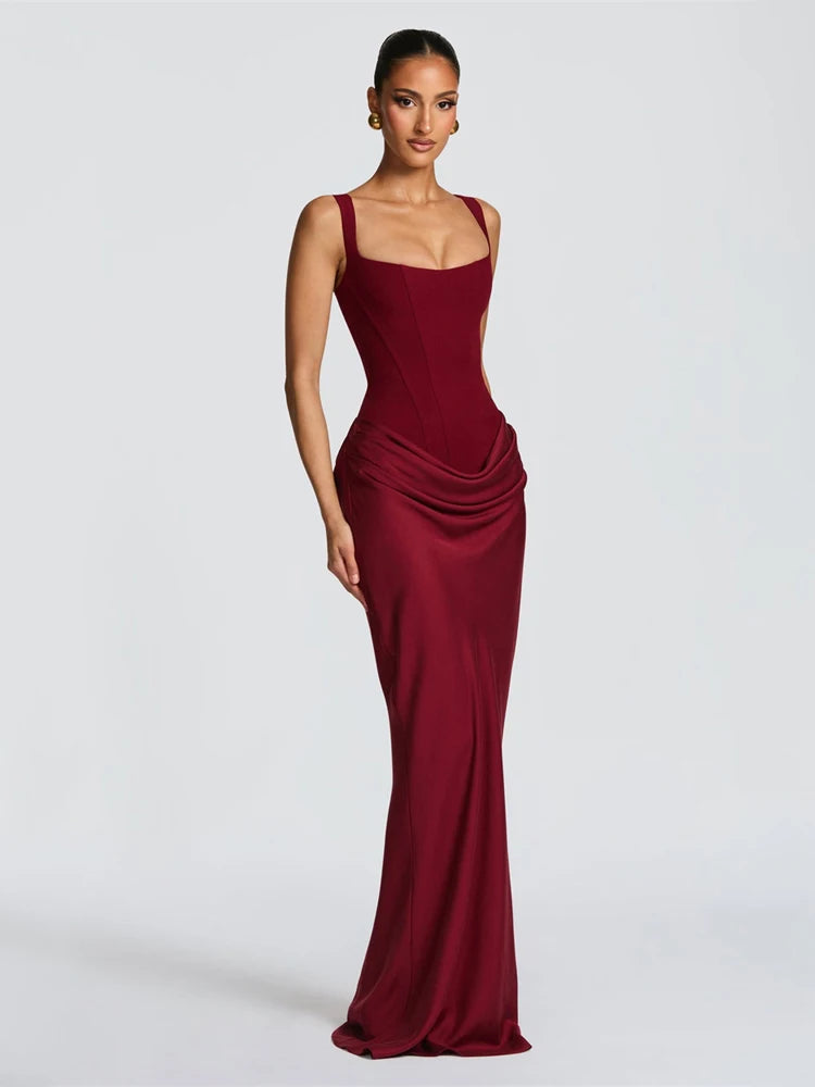 Solid Pleated Strapless Women's Dress Backless Off-shoulder