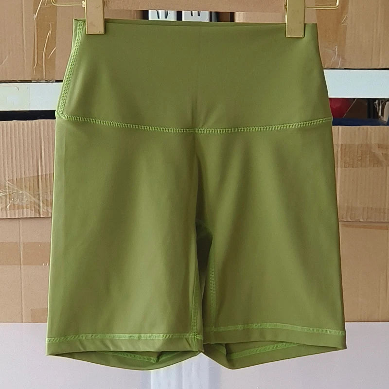 Solid Color Women Fitness Sports Short High Waist Yoga Short  Cycling Comprehensive Training Jog Squat Proof Internal Pockets