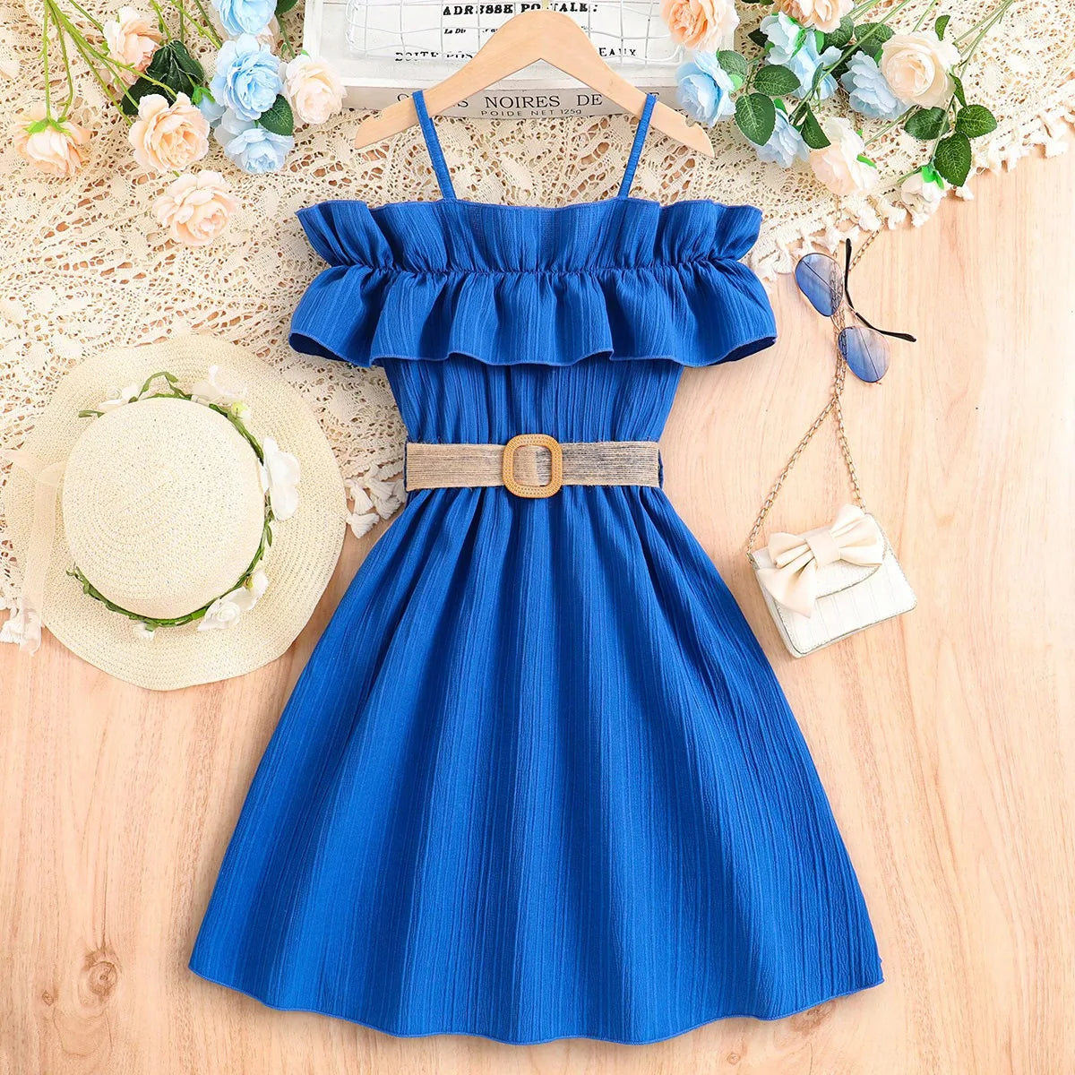 Dresses One-line Shoulder Strap Patchwork Lace Dress