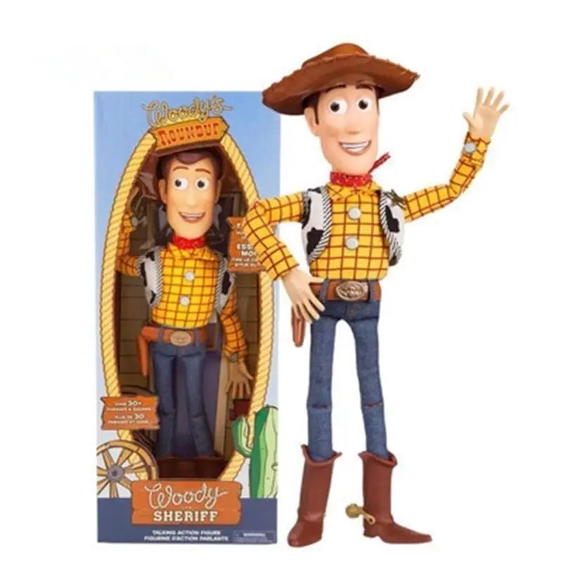 In Stock Disney Pixar Toy Story Woody Action Figures English Movie Sound Character Doll Cloth Cowboy Birthday Gift For Children
