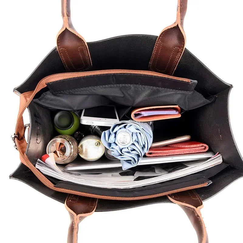 OIL SKIN Leather Big Casual Tote