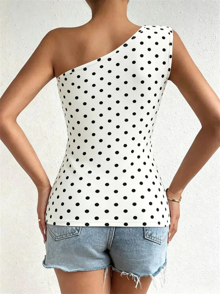 One Shoulder Pleated Tank Top