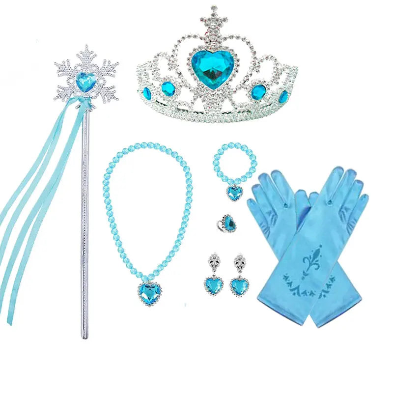 Elsa Birthday Party Costume Play Accessories Headwear Tiara Snow Queen Kid Princess Wig Braid Kid Carnival Cosplay Dress up Kits