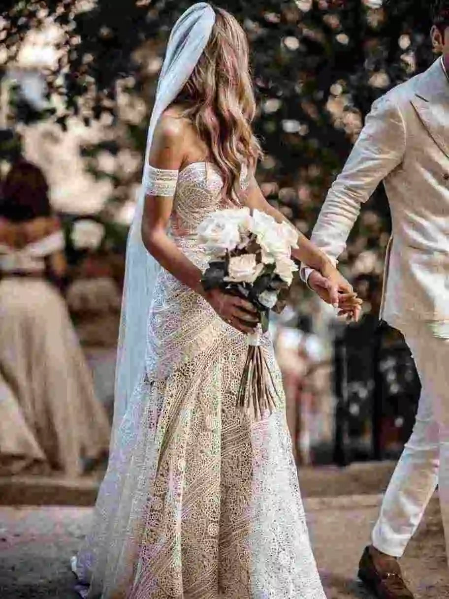 Lace Mermaid Wedding Dresses With Removeable