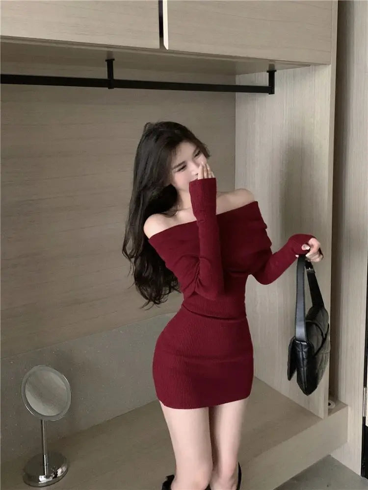 Black Off Shoulder Mini Dresses