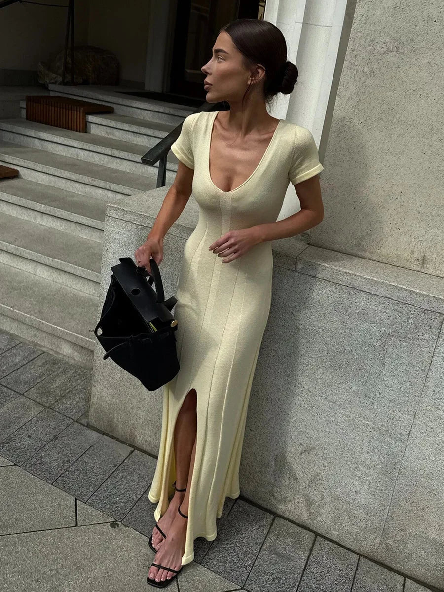 Short-Sleeved Knitted Dress