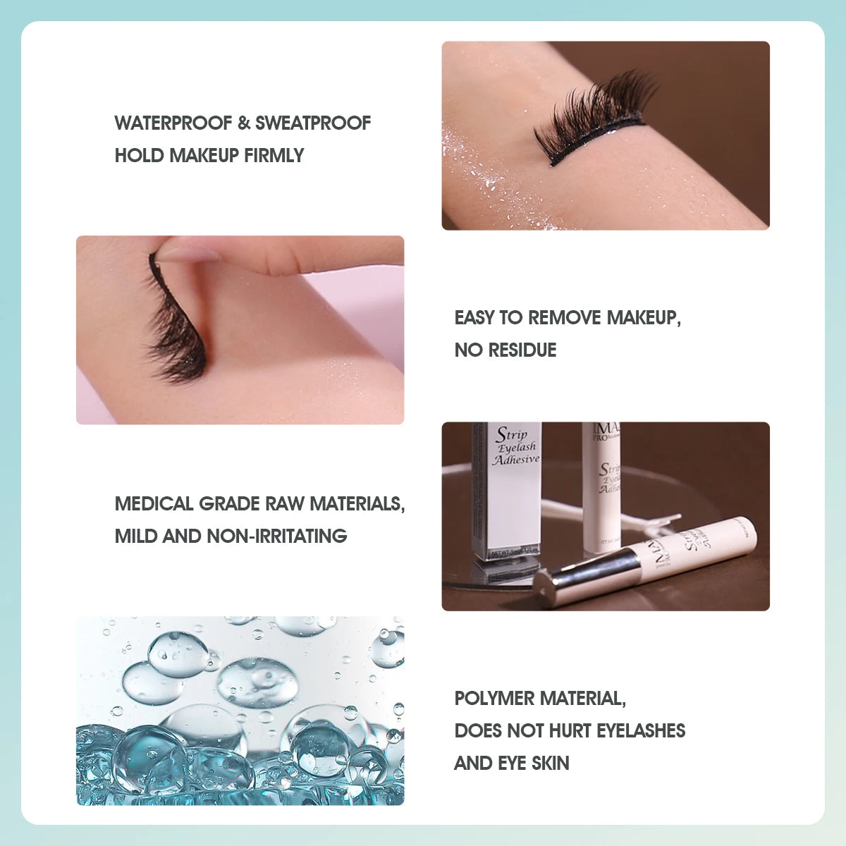5ml False Eyelash Extension Glue Waterproof Fast Dry Long Lasting Strong No Irritation Transparent Eyelash Primer Tools