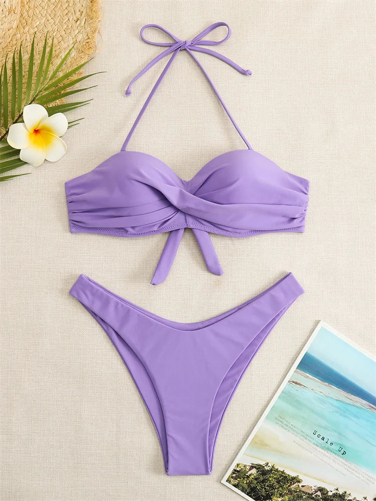 Bikini Swimsuit High Waist Thong Bathing Suit Two Pieces