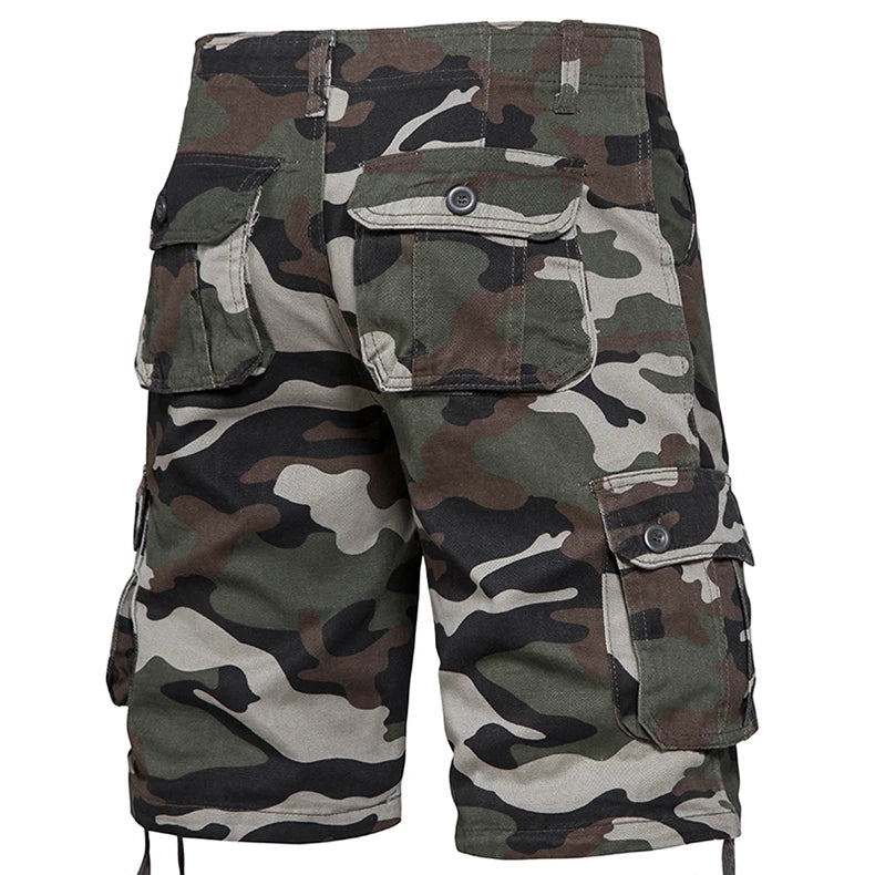 Men's Camo Shorts Summer Casual Half Pants Camouflage Outdoor Sports Short Pants Side Pocket Cotton Breathable Shorts