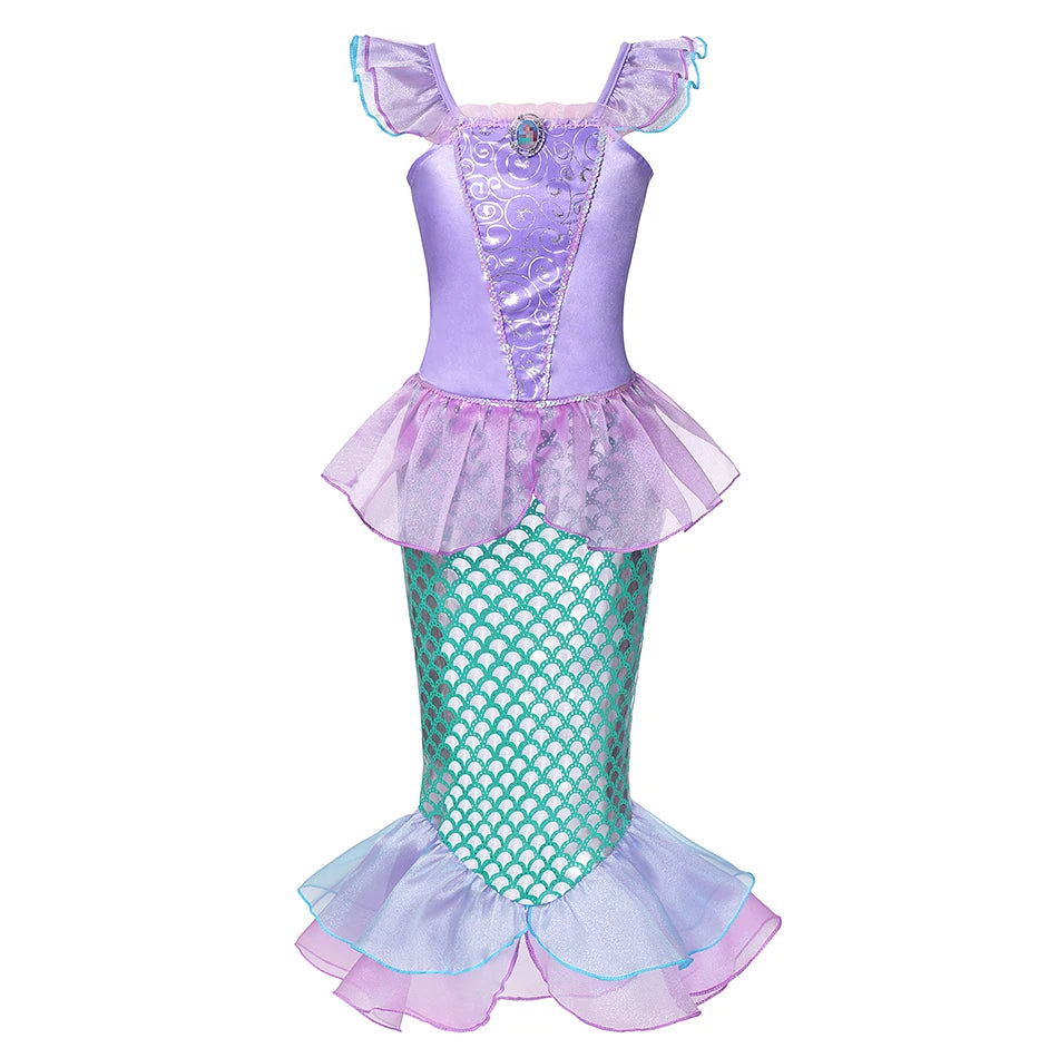 Muababy Princess Dress for Girls Aurora Belle Elsa Jasmine Cosplay Costume Party Halloween Carnival Outfit Kids 2-8Y Vestido
