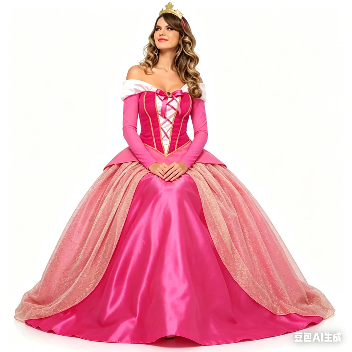 Adult Costume Women Deluxe Pink Sleeping Beauty