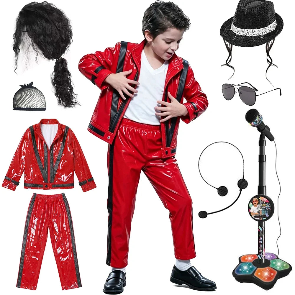 Michael Red Leather Jacket Pant Set