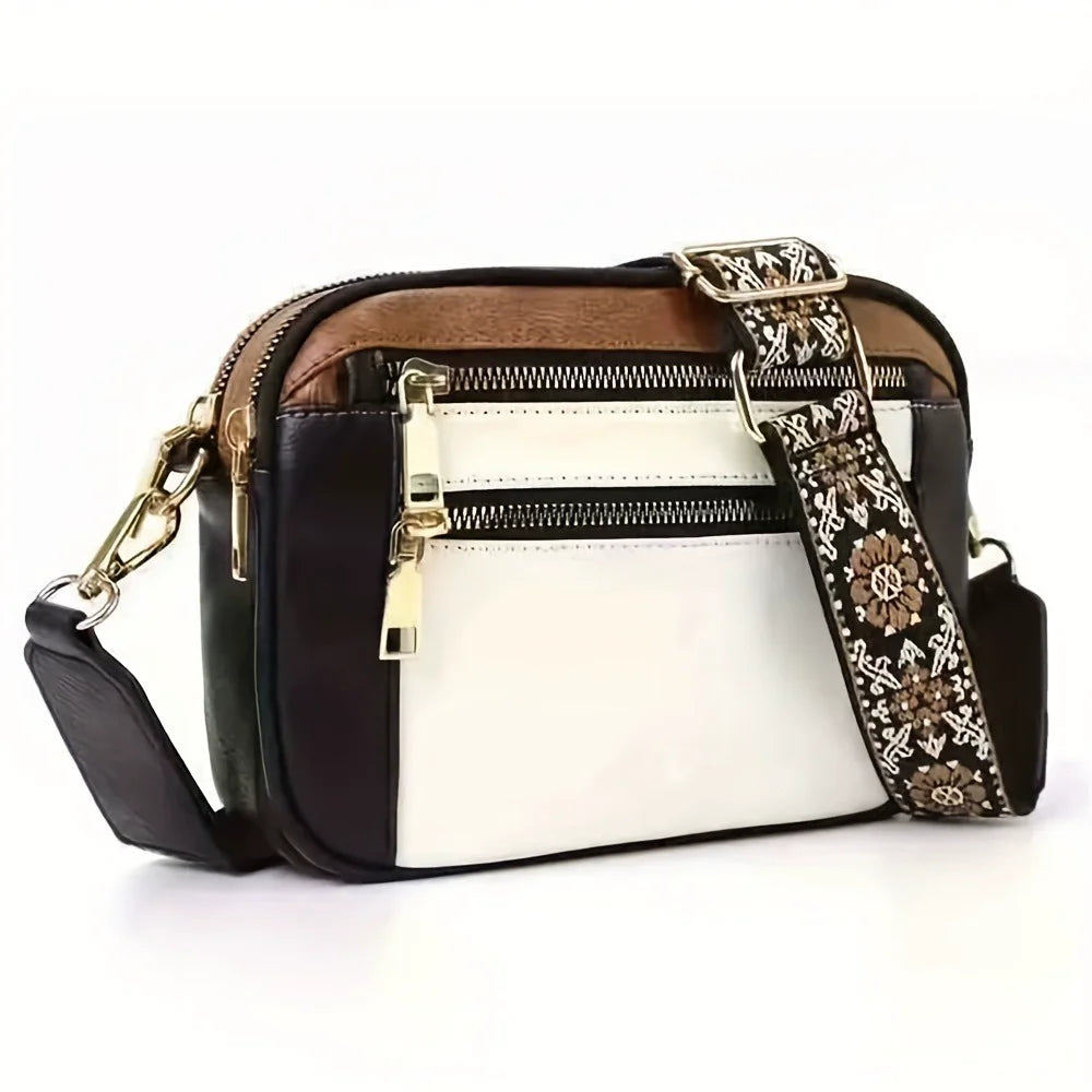 Retro fashion classic, women's multifunctional bag, zipper shoulder strap crossbody bag, small square bag, suitable for office w