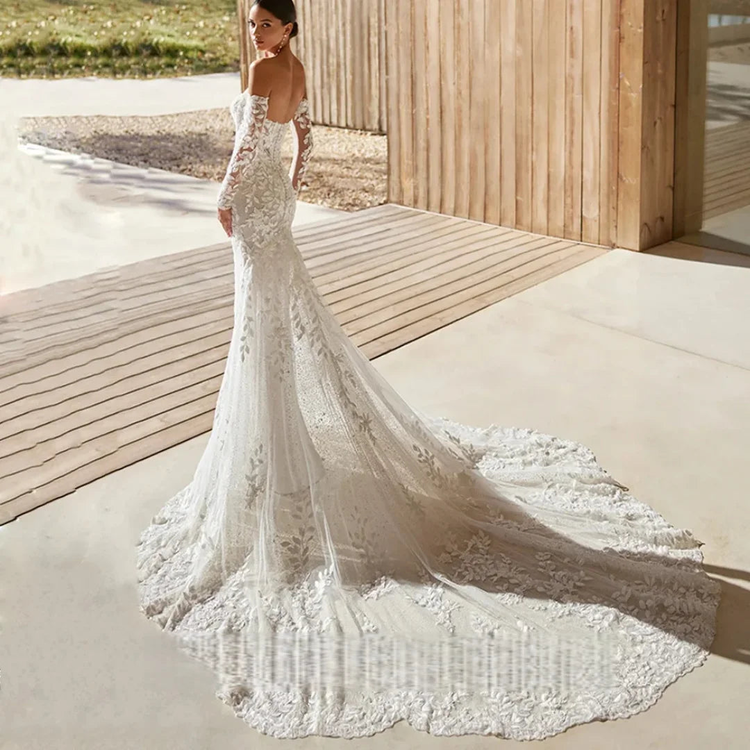 Luxury Lace Wedding  Dresse Backless