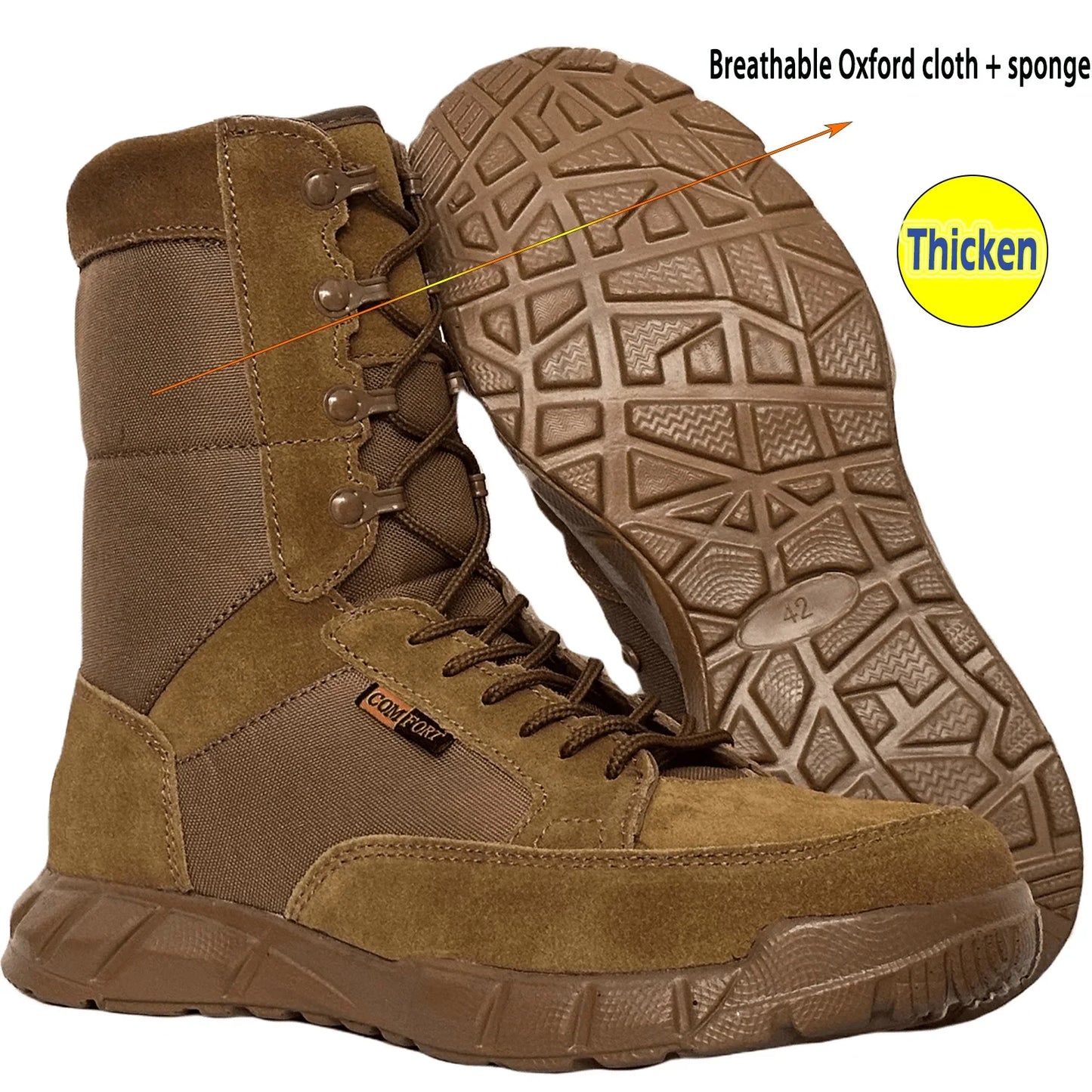 Man Lightweight Tactical Boots Combat Anti-Collision Training Lace Up Waterproof Outdoor Hiking Breathable Shoe