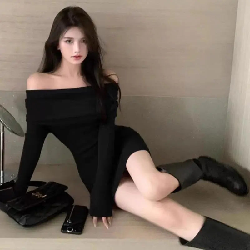 Black Off Shoulder Mini Dresses
