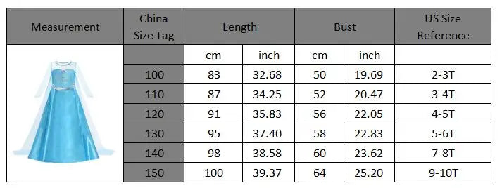Elsa Anna Snow Queen Dress for Girls Princess Costume Birthday Halloween Christmas Carnival Outfit Kids Cosplay 2-8Y Vestido