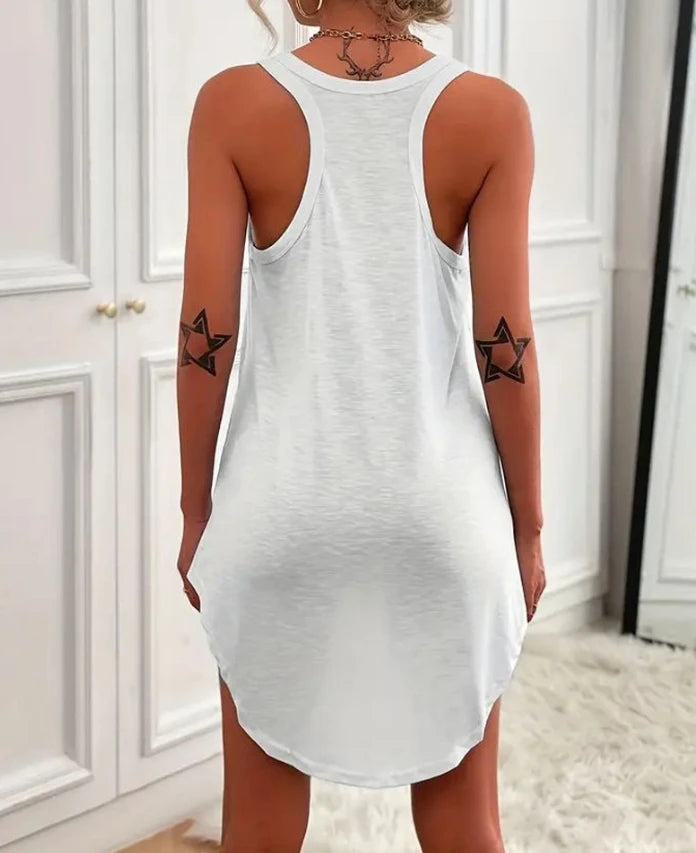 U-Neck Sleeveless Mini Straight Vest Dress