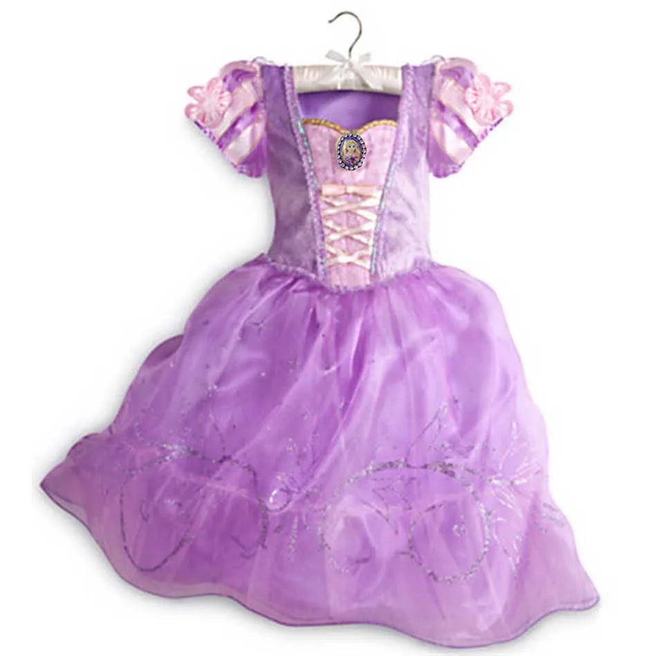 Muababy Princess Dress for Girls Aurora Belle Elsa Jasmine Cosplay Costume Party Halloween Carnival Outfit Kids 2-8Y Vestido