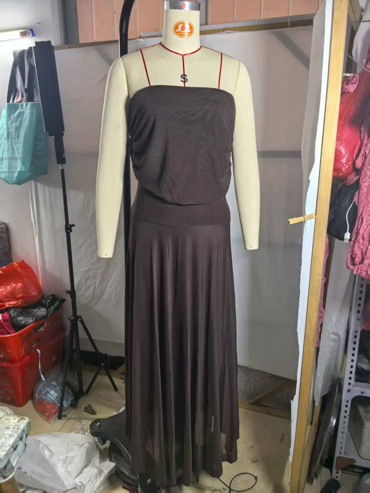 Tube Top Mesh Stitching Dress
