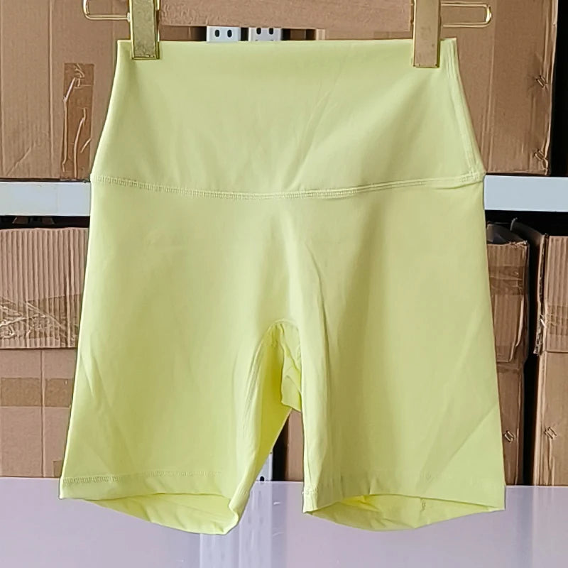 Solid Color Women Fitness Sports Short High Waist Yoga Short  Cycling Comprehensive Training Jog Squat Proof Internal Pockets