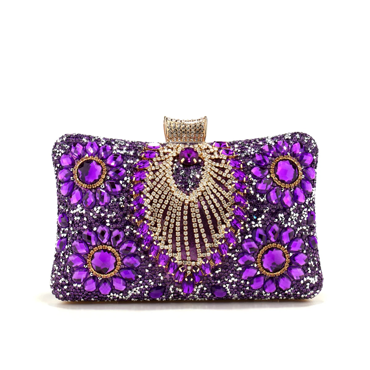 Acrylic Flower One Side Glitter Tassel  Clutch